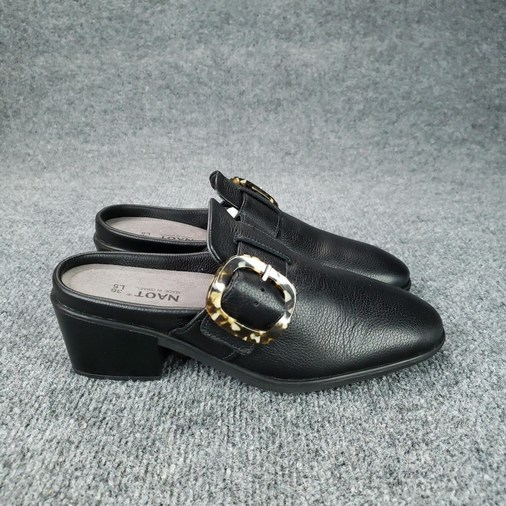 Naot Shoes Womens Size 5 Black Leather Mule Clog Buckle Slip On‎ Comfort